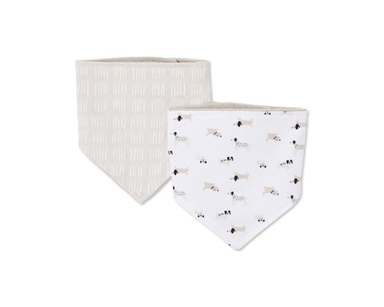 George Baby 2-Pack Bandana Bibs, Puppies