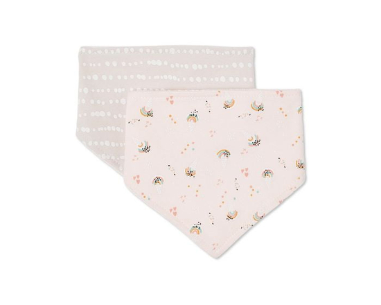 Lot de 2 bavettes style bandana George collection non genrée pour nourrissons (Arc de Ciel)