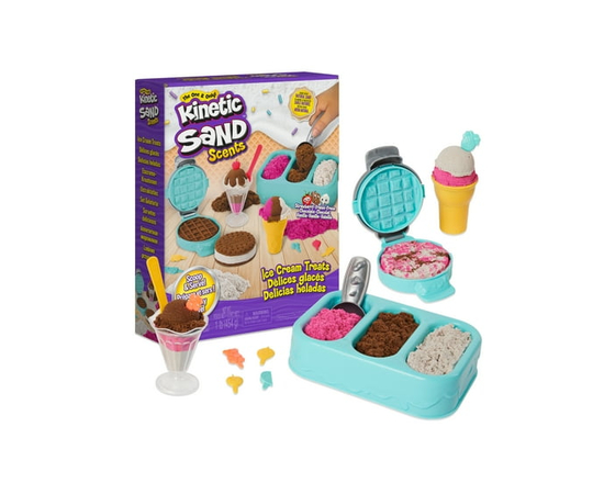 Kinetic Sand Scents, Ice Cream Treats Playset with 3 Colors Scented Play Sand & 6 Tools, Sensory Toys for Kids Ages 3 and up - 1 lbs