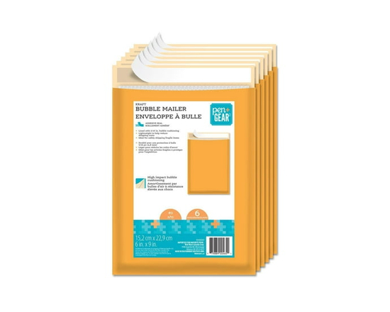 Pen+Gear Kraft Bubble Mailer #0 - 6 in x 9 in