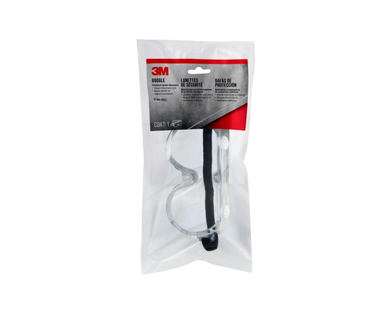 3M™ Goggle Chemical Splash, 91252H1-DC-10, Black Strap, Clear Lens, 10/case - Universal