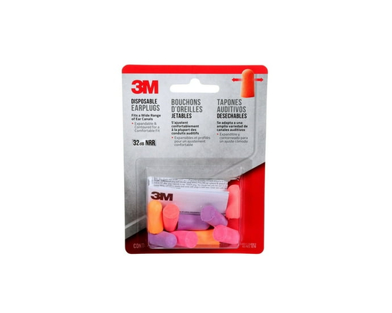 3M™ Disposable Earplugs 92050H4-DC-R, 32 dB NRR, Assorted Colours - One Size Fits All