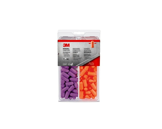 3M™ Disposable Earplugs 92059H80-DC, 32 dB NRR, Purple & Orange - Universal