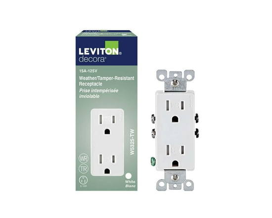 Decora 15 Amp Weather-Resistant Duplex Receptacle in White