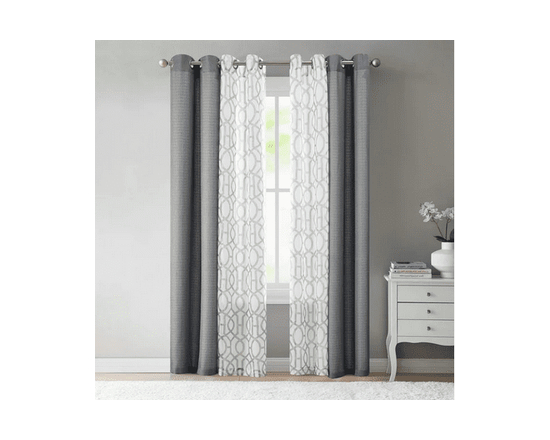 Ensemble de rideaux et voilages Mainstays, 4 panneaux, Argent Doux, 27,5 po L x 84 po H - 27.5" W x 84” L (Gris)