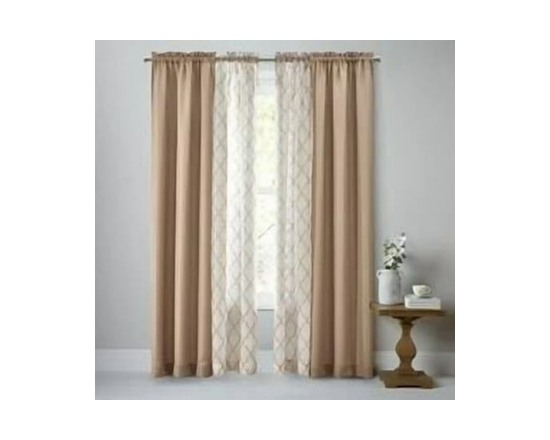 Ensemble de rideaux et voilages Mainstays, 4 panneaux, Argent Doux, 27,5 po L x 84 po H - 27,5 Po L x 84 Po L (Brun)