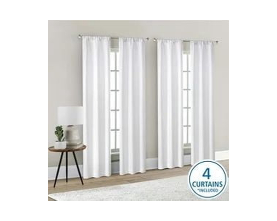 Mainstays 4 panneaux de rideau occultants en son genre, ensemble de 4, blanc, 28 po L x 84 po L (Blanc)