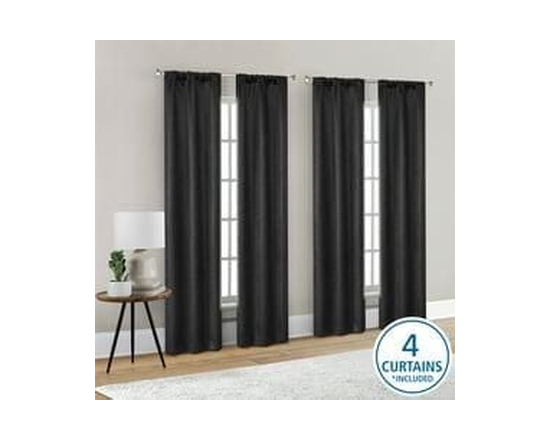 Mainstays 4 panneaux de rideau occultants en son genre, ensemble de 4, blanc, 28 po L x 84 po L (Noir)