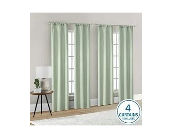 Mainstays 4 of a Kind Blackout Window Curtains Panels, Set of 4, White, 28" W x 84" L - 28" W x 84" L (Green)