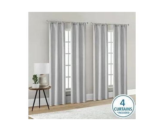 Mainstays 4 panneaux de rideau occultants en son genre, ensemble de 4, blanc, 28 po L x 84 po L (Gris)