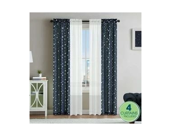 Ensemble de 4 panneaux de rideaux Your Zone, 27,5" x 84", camouflage gris - 27.5 pouces x 84 pouces (bleu)