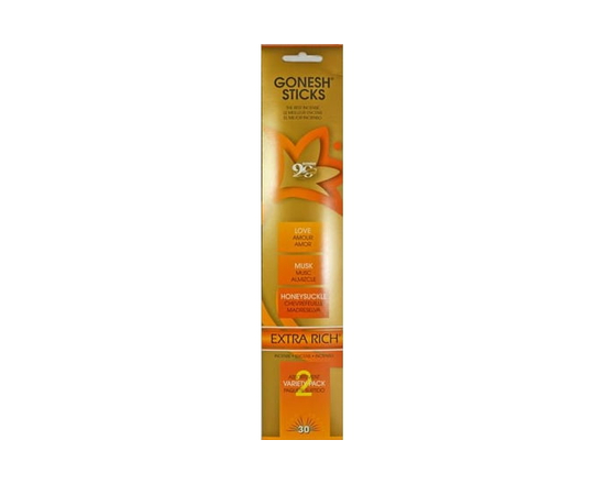 Bâtonnets d’encens Gonesh – Variété No. 2 (Amour, Musc, Chevrefeuille)