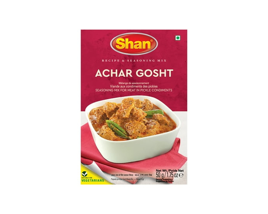 Shan Achar Gosht Seasoning Mix (50g) - Spice Packets for Meat in Tangy Pickle Condiments - Authentic Indian Spices for Curry & Gravy - No Preservative