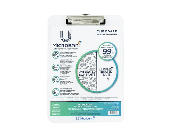 Planchette à pince en acrylique antimicrobien U Style avec Microban ®, 31,59 cm x 22,58 cm, pince à profil bas, transparent - 12,44 pouces x 8,89 pouc