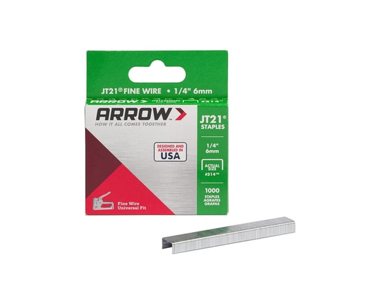 Arrow 214 JT21 Thin Wire Staples for Staple Guns and Staplers, 1/4-Inch Leg Length, 7/16-Inch Crown Width - As Specified