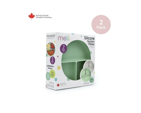 Melii Silicone Suction Plates for Babies & Toddlers, 2 Pack, Non-Slip Base