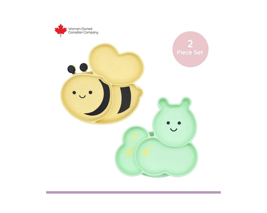 Melii Silicone Suction Plates, Bumblee Bee and Caterpillar