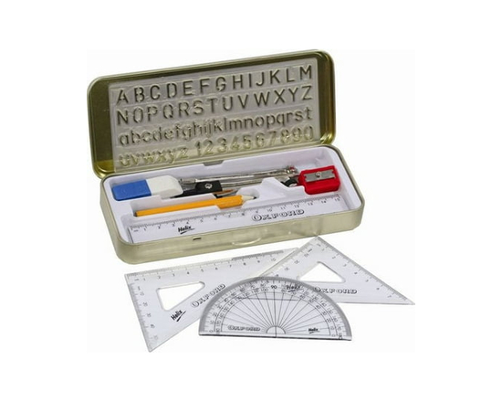 Set d’instruments mathématiques Helix Oxford – coffret de géométrie de 10 pièces dans une boîte métallique