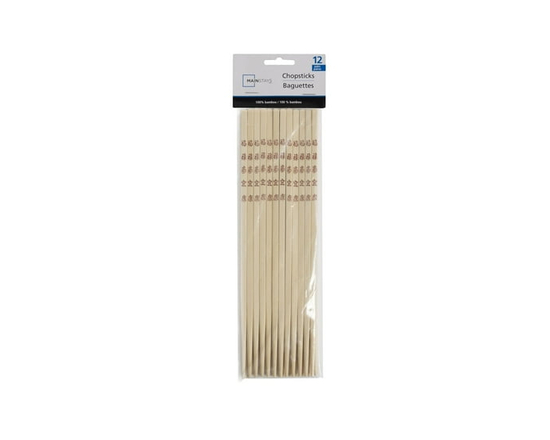 MS Bamboo Chopsticks, 12 pairs, 10.43 x 0.23 x 0.11inch
