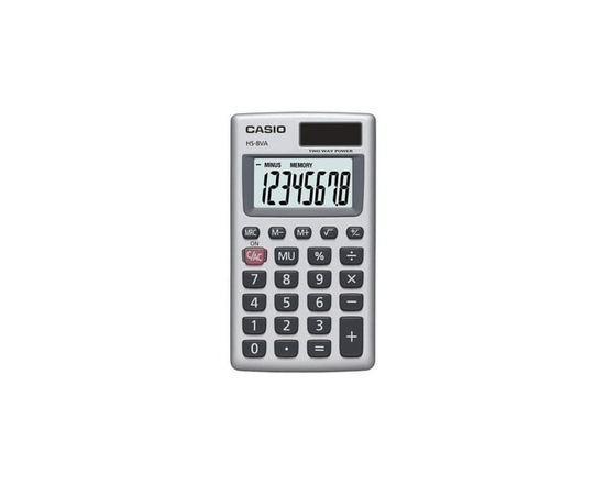 Casio HS-8VA Basic Pocket Calculator - 2-1/4" x 4" x 5/16" (Silver)