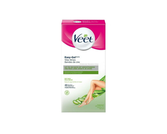 Veet® Easy-Gel™ Wax Strips for Legs and Body, Dry Skin, 40 Count + 4 Wipes - 40 unités + 4 Lingettes