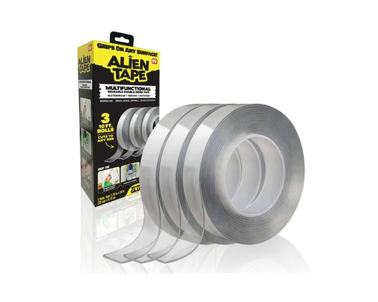 As Seen On TV Alien Tape Nano Double Sided Tape, Multipurpose Removable Adhesive Transparent Grip Mounting Tape Washable Heavy Duty 3 Pack - 3 Pack