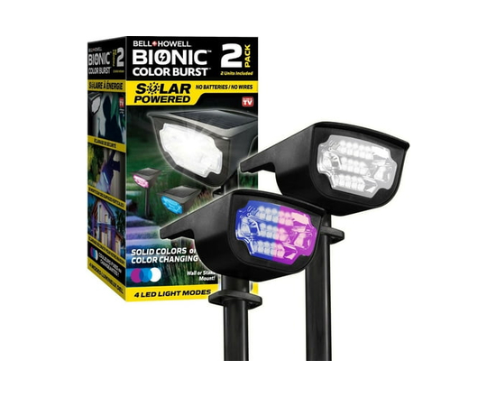 Bell + Howell Bionic Color Burst Outdoor Solar LED Lights 2 Pack Weatherproof Color-Changing Garden Pathway Stakes - One Size Fits All
