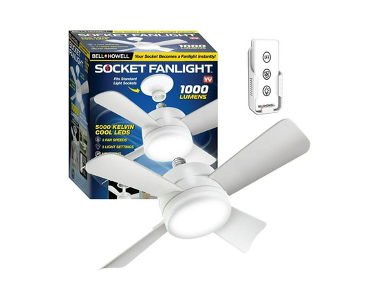 Bell + Howell Socket Fan Light White 2-in-1 LED Bulb 1000 Lumens with Remote Control 3 Speeds 3 Cool Light Settings E26 Base - One Size