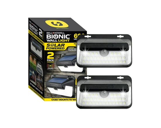 Bell + Howell Bionic Wall Light Max 2 Pack Solar Powered Motion Activated Outdoor Security Lights with COB LEDs - One Size