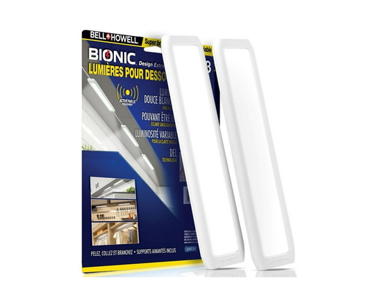 Bell + Howell Bionic White 2 Pack Motion Sensor Rechargeable LED Under Cabinet Lights Easy Clean Care