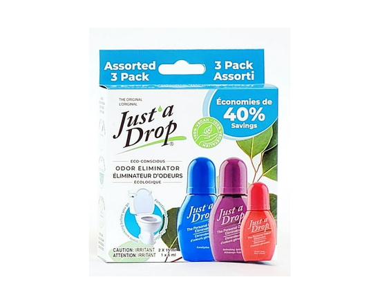 Just a Drop Toilet Odour Eliminator, 36 ml / 1.2 fl. oz., Pre-Poop Toilet Drops, Assorted 3 Pack, Assorted Scents - 3-Pack