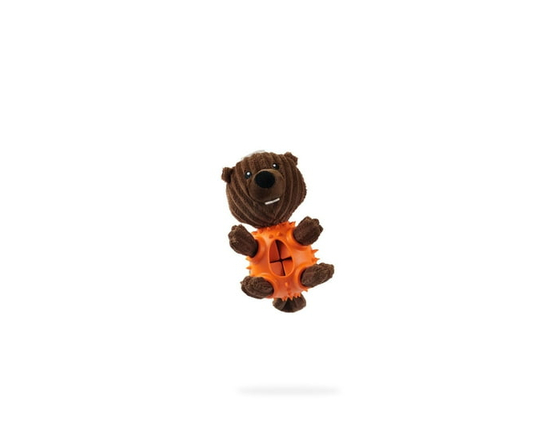 One Paw, Beaver Plush Rubber Dog Toy with Treat Dispenser, 9 inches