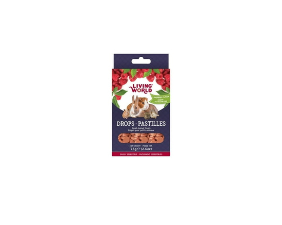 Living World Small Animal Treat Drops Raspberry Flavour,75g - 75 G