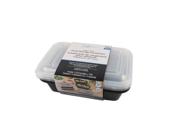 Mainstays 5-pack Meal Prep Food Storage Containers – Food Storage Containers for Lunch