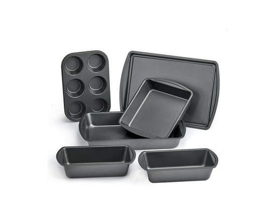Mainstays 6 Piece Non-Stick Bakeware Sets, Easy for Release and Clean up, Carbon Steel, Gray