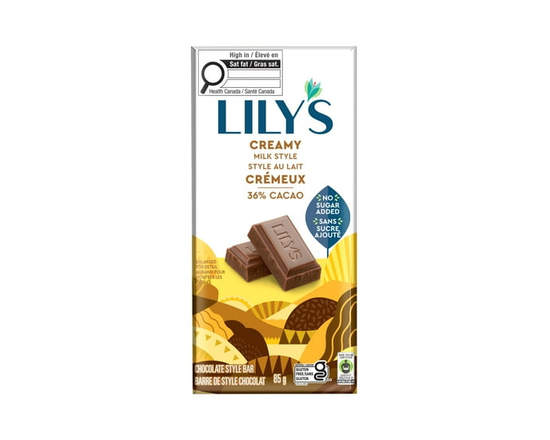 Lily's Creamy Milk Chocolate Style Bar, No added sugar, Gluten free, 85g - 85 g