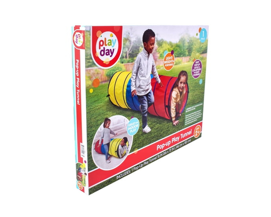 Play Day Pop Up Tunnel, Crawl Through Play Tunnel for Kids 2+, 6 Feet Long