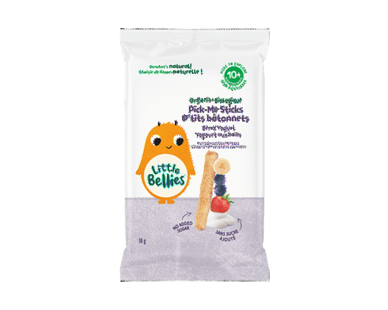 Little Bellies Organic Pick-Me Sticks Berry Yogurt Puffed Multigrain Snacks 10+ Months, 16gr - 16gr