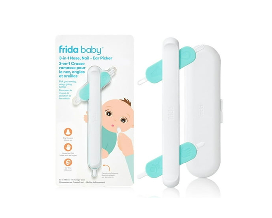 Frida Baby - Baby, Infant, Toddler - 3-in-1 Nose, Nail + Ear Picker: Baby Ear Cleaner + Baby Nose Cleaner and Nail Tool for Babies + Toddlers, Safely 