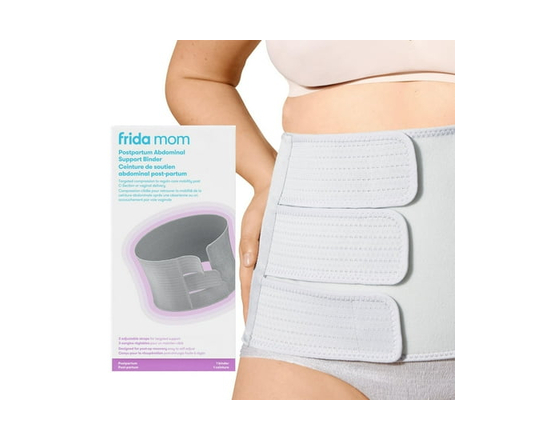 Frida Mom - Postpartum Abdominal Support Binder Belly Binder Postpartum Recovery, for Natural Delivery & C-Section Recovery, 9" High Adjustable Compre