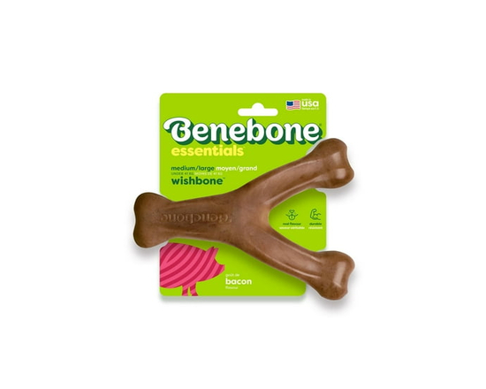 Benebone Essentials Puppy, Rubber and Bacon Wishbone, 2pk - M/L