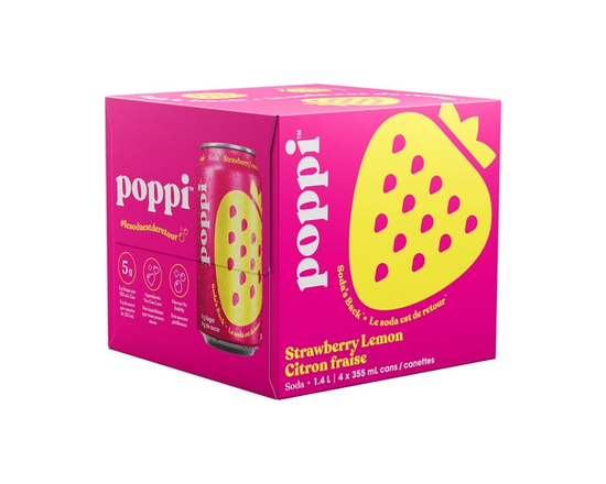 Poppi Strawberry Lemon Soda 4pk - 355ml
