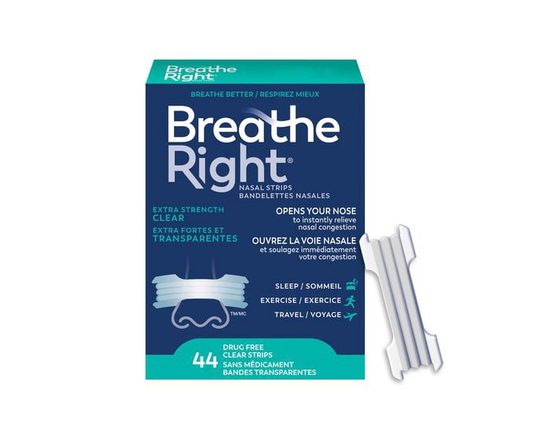 Breathe Right Nasal Strips Clear, Extra Strength, Instantly Relieve Nasal Congestion, 44 Clear Strips