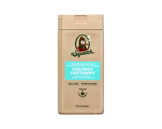 Dr. Squatch Men's Natural Non-Exfoliating Body Wash, Coconut Castaway, 14 fl oz - 14 FL OZ