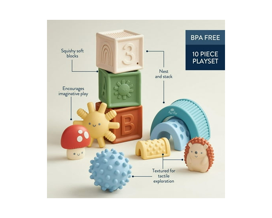 Itzy Ritzy Itzy Blocks Stacking and Nesting Toy for Infants, 6+ Months