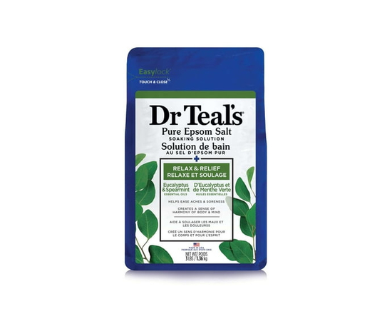 Dr Teal’s Salt Soak with Pure Epsom Salt, Relax & Relief with Eucalyptus & Spearmint, 1.36kg - 1.36 kg / 3 lbs