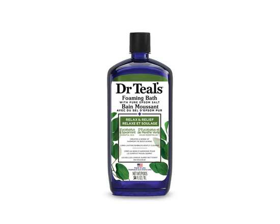 Dr Teal’s Foaming Bath with Pure Epsom Salt, Relax & Relief with Eucalyptus & Spearmint, 34 fl oz - 34 fl oz