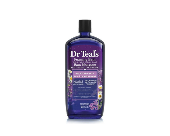 Dr Teal's Foaming Bath with Pure Epsom Salt, Melatonin Bath, Lavender & Chamomile Essential Oil Blend, 34 fl oz - 34 fl oz