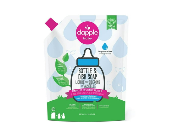 Savon pour bouteille et vaisselle Dapple®, sans parfum, taille de recharge, 1L