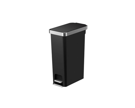 Better Homes & Gardens Kitchen Trash Can, 40l Plastic Slim Step Garbage Bin with Soft Close Lid, Black